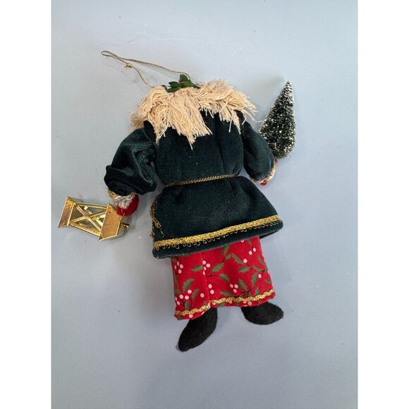 Vintage Old World Santa Claus Ornament With Lantern & Tree 7" Folk Art - Picture 7 of 7